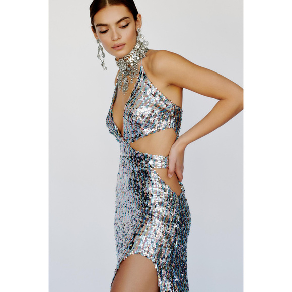 For Love And Lemons Dresses & Skirts - For Love and Lemons Showtime Maxi Silver Sequins